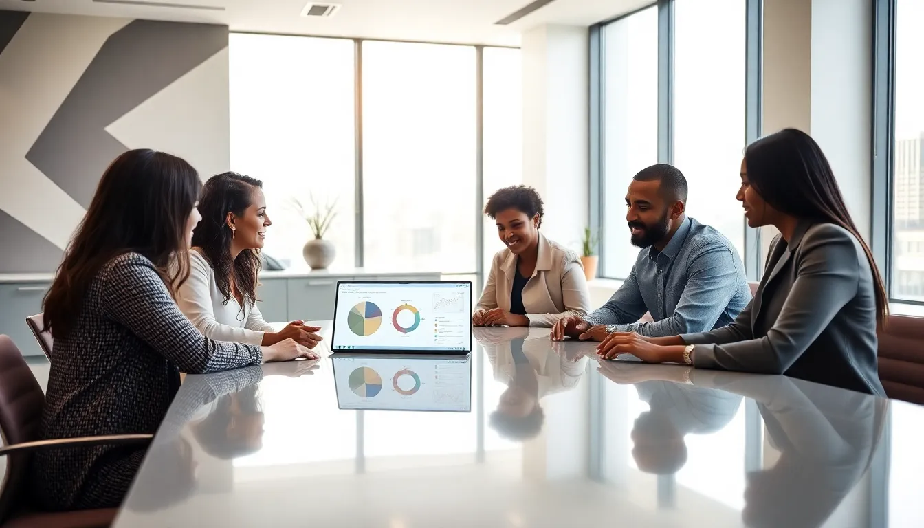 diverse team collaborating in a modern office setting.